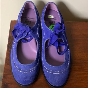 NWT Hush Puppies Anna Sui blue suede shoes!!